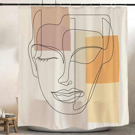 Feblilac Woman Lines Shower Curtain with Hook