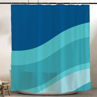 Feblilac Gradient Blue Flowing Waves Shower Curtain with Hook