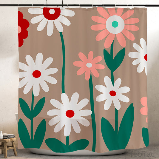 Feblilac Irregular Garden Shower Curtain with Hook