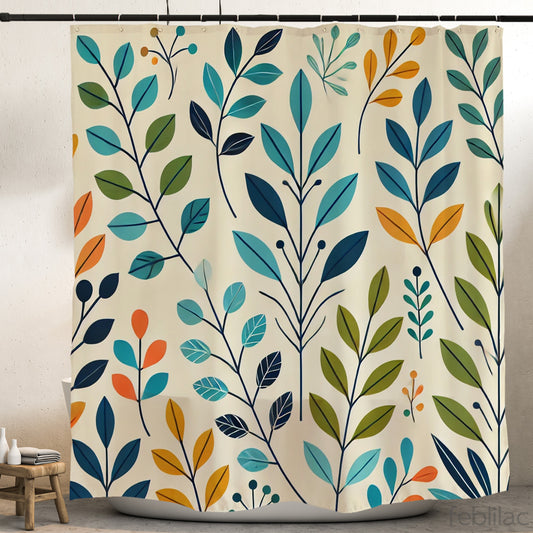 Feblilac Colored Leaves Shower Curtain with Hooks