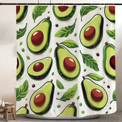 Feblilac Avo Pattern Shower Curtain with Hooks