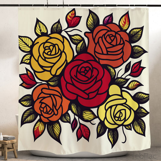 Feblilac Rose Bush Shower Curtain with Hook