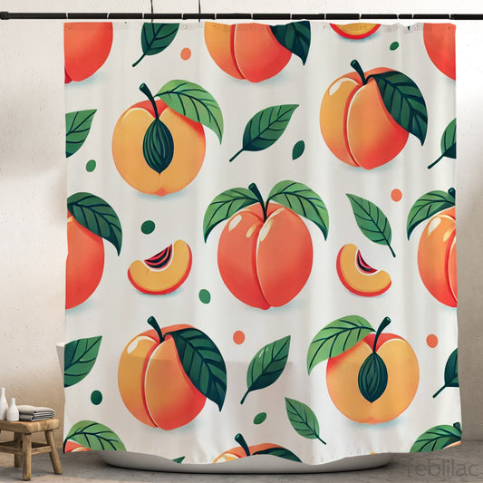 Feblilac Peach Pattern Shower Curtain with Hooks