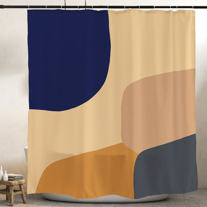 Feblilac Four Color Blocks Modern Abstract Shower Curtain with Hooks