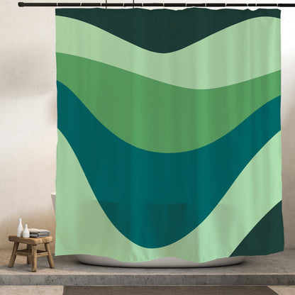 Feblilac Green Series Mountains Shower Curtain with Hooks