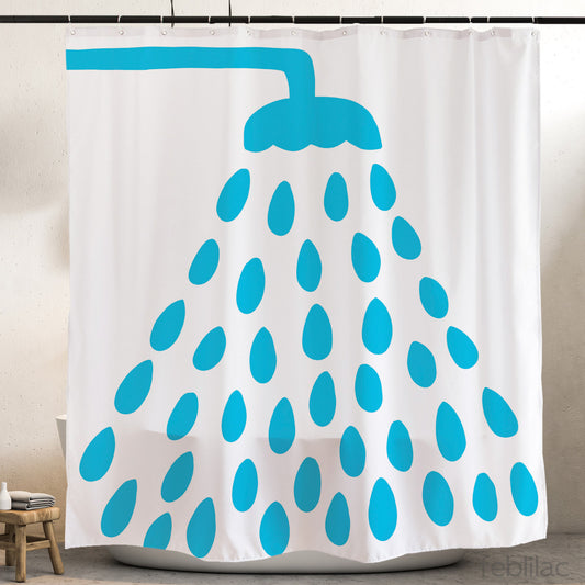 Feblilac Colorful Rain Shower Head Shower Curtain with Hook