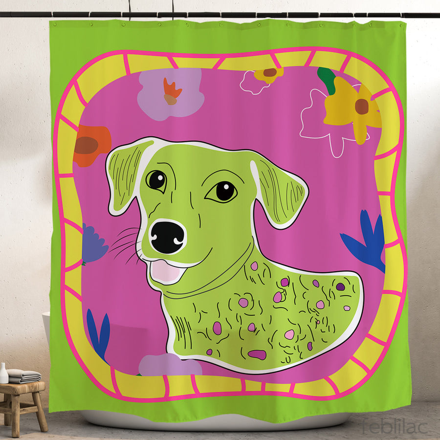 Feblilac Colorful Dog Shower Curtain with Hook