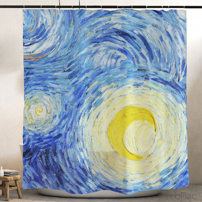 Feblilac Van Gogh Irregular Starry Sky Shower Curtain with Hooks