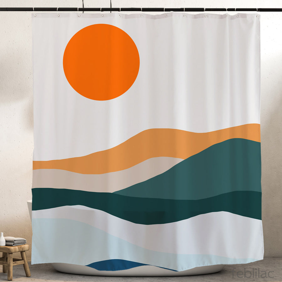 Feblilac Blue Mountains Shower Curtain with Hook