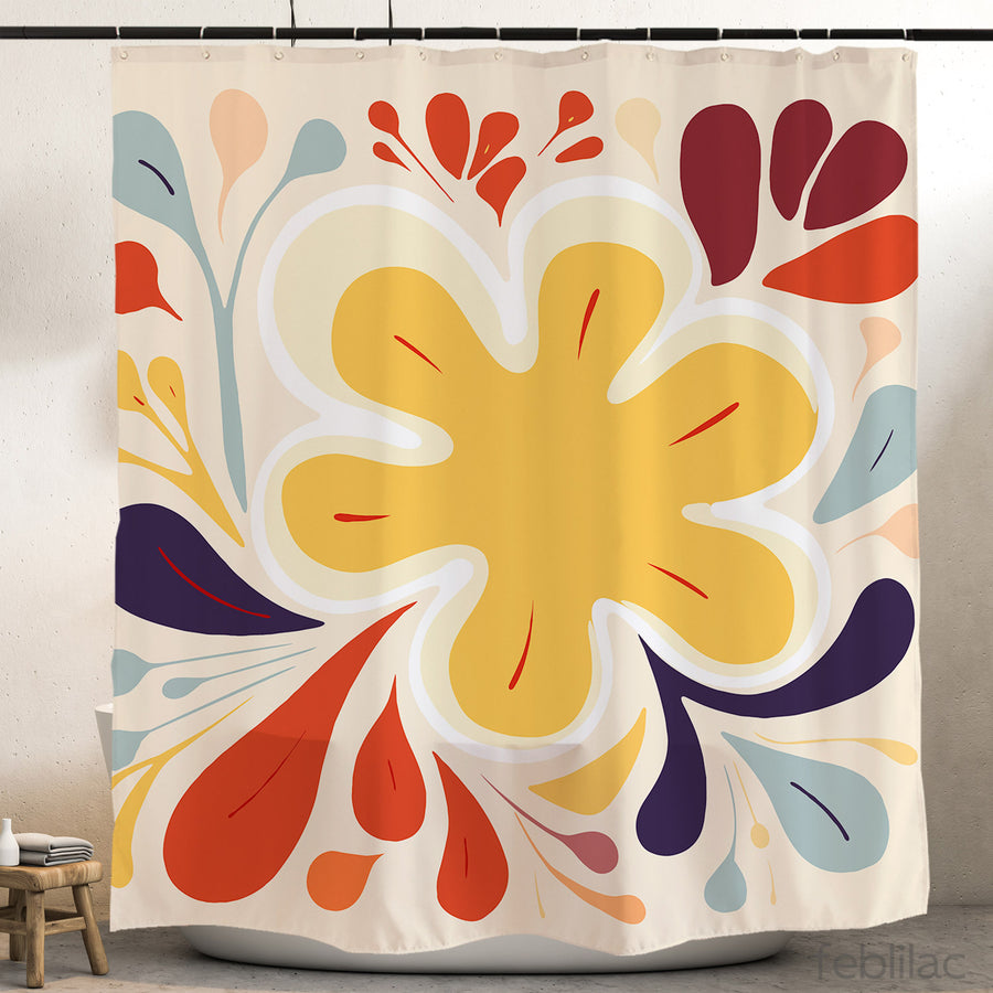 Feblilac Blooming Flower Shower Curtain with Hook