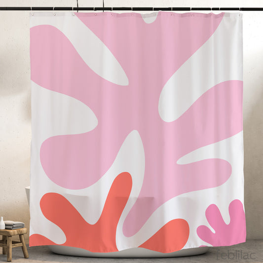 Feblilac Abstract Coral Shower Curtain with Hook