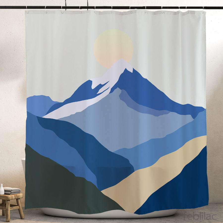 Feblilac the Snow Mountain of Sunrise Shower Curtain with Hook