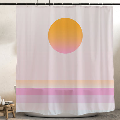 Feblilac Pink Ocean Sunset Shower Curtain with Hook