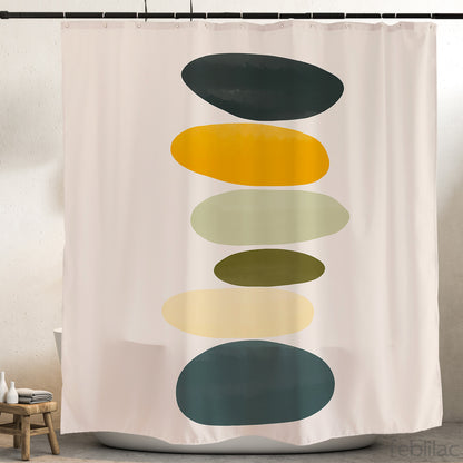 Feblilac Colored Stone Yellow Green Shower Curtain with Hook