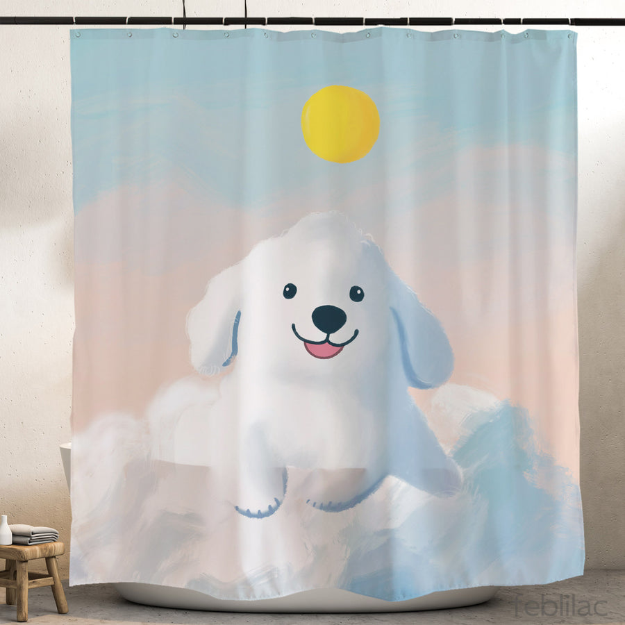Feblilac Cloud Dog Shower Curtain with Hook