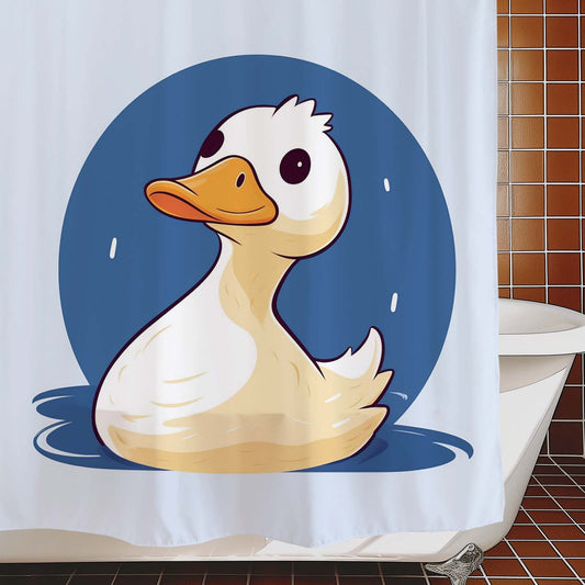 Feblilac Cute Swimming Duck Shower Curtain with Hook