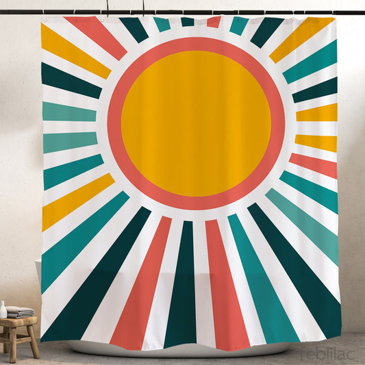 Feblilac Colorful Sun Rays Shower Curtain with Hook
