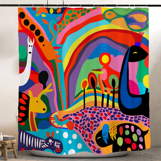 Feblilac Children's Drawings Shower Curtain with Hook