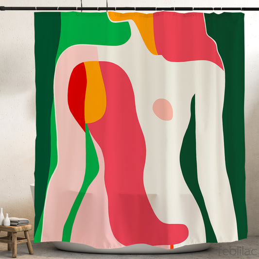 Feblilac Modern Abstract Woman Shower Curtain with Hook