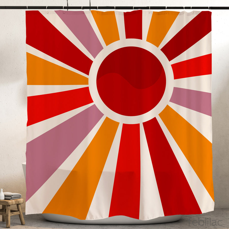 Feblilac Sun Rays Shining Shower Curtain with Hook