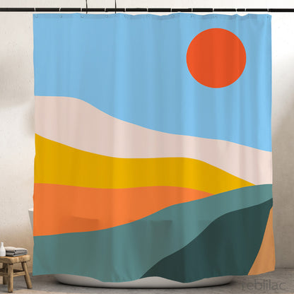 Feblilac Colorful Mountains Sunrise Shower Curtain with Hook
