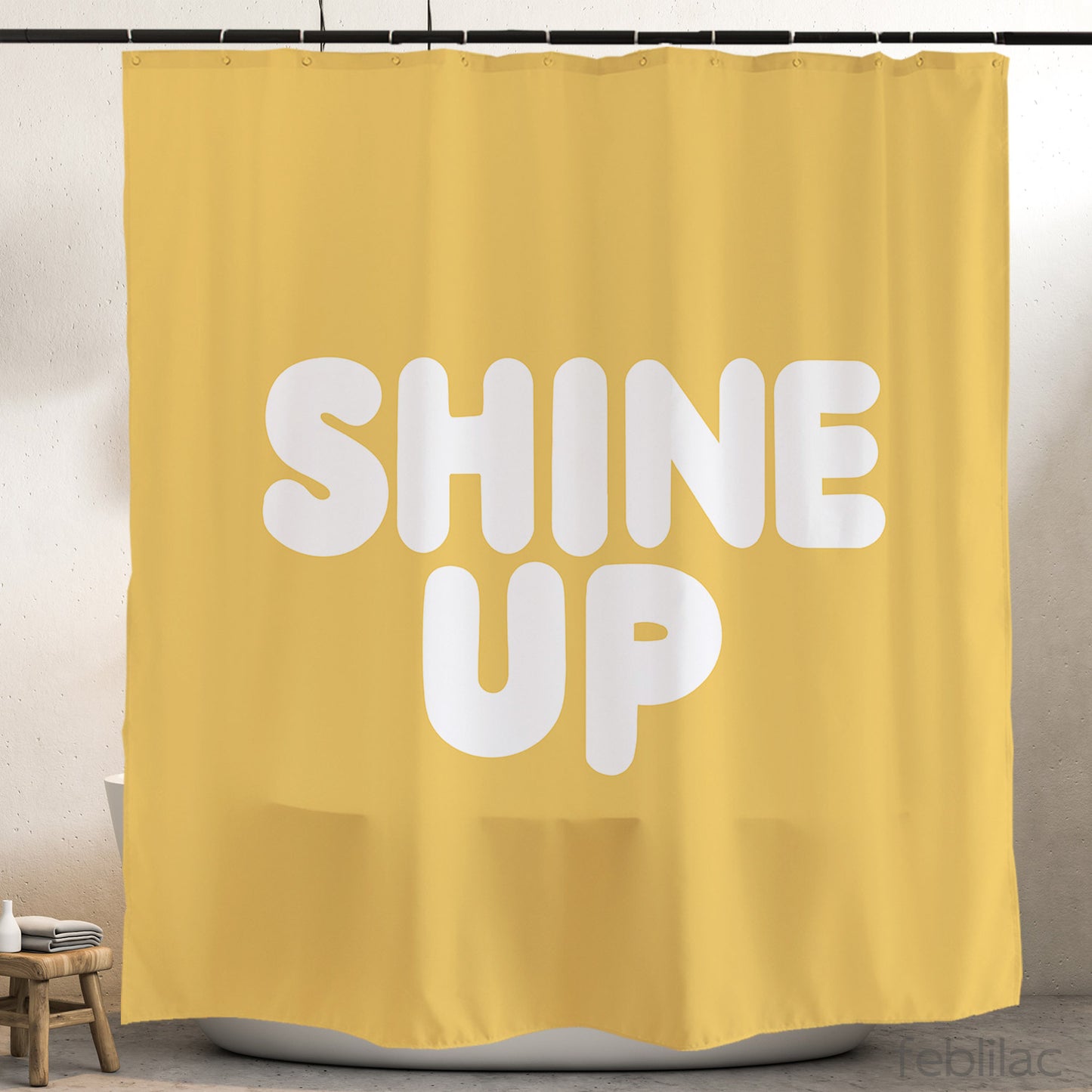 Feblilac Shine UP Shower Curtain with Hooks