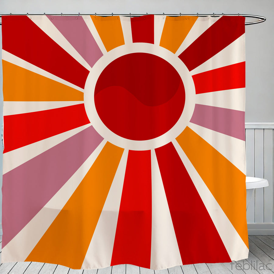Feblilac Sun Rays Shining Shower Curtain with Hook - view 2