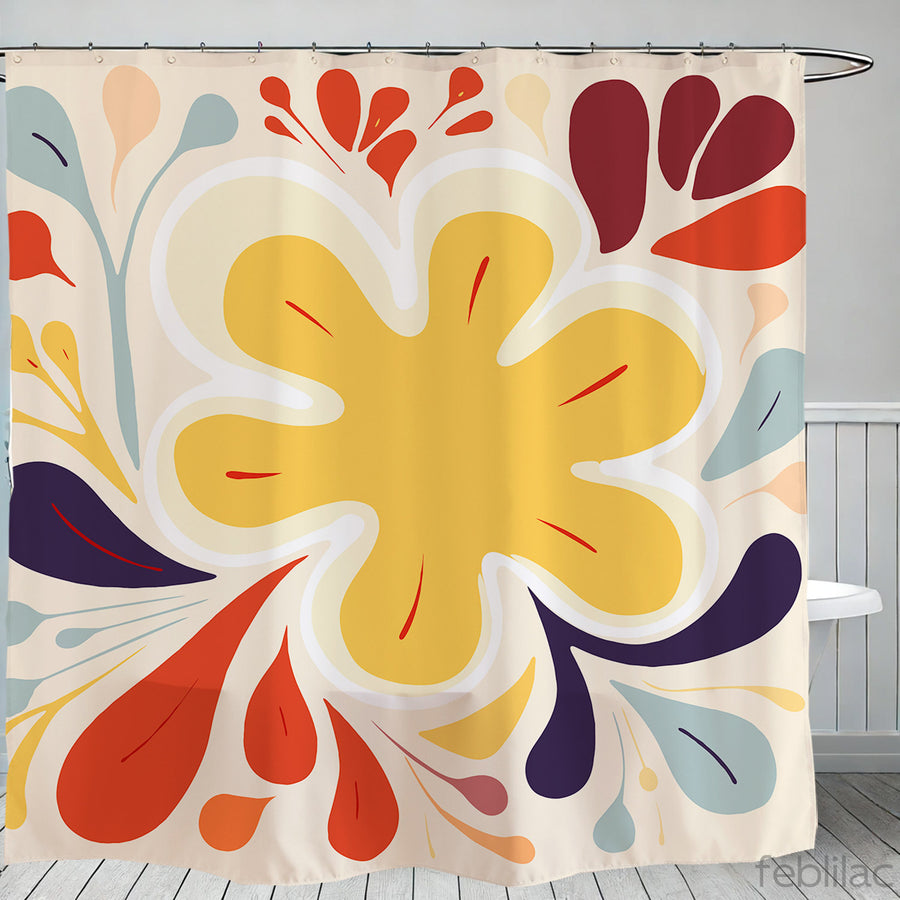 Feblilac Blooming Flower Shower Curtain with Hook - view 2