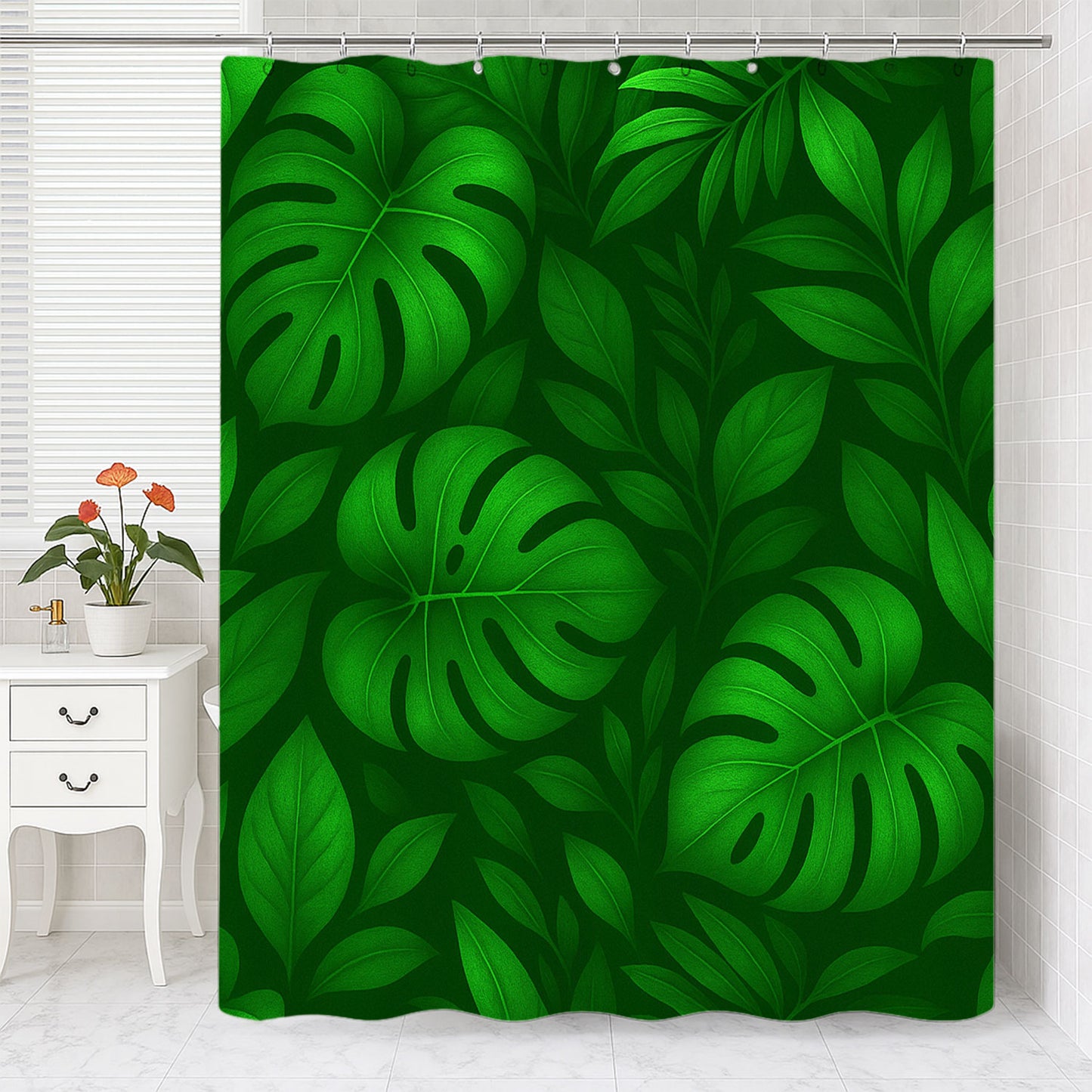 Tropical Palm Leaves Shower Curtain