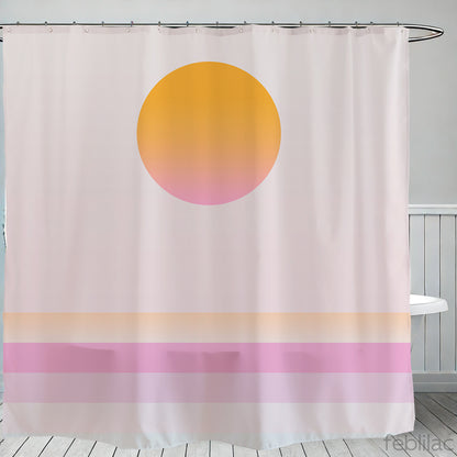 Feblilac Pink Ocean Sunset Shower Curtain with Hook