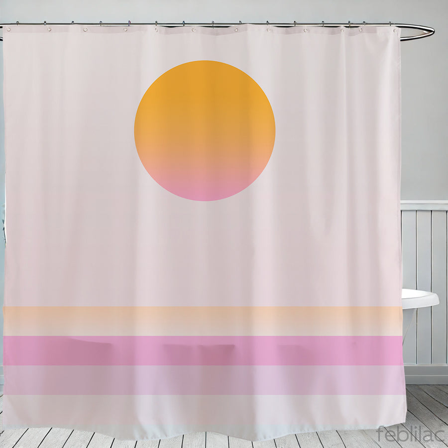 Feblilac Pink Ocean Sunset Shower Curtain with Hook - view 2