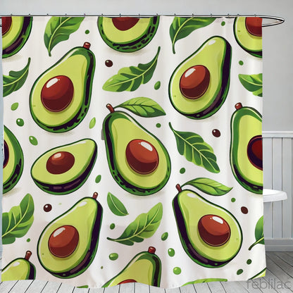 Feblilac Avo Pattern Shower Curtain with Hooks