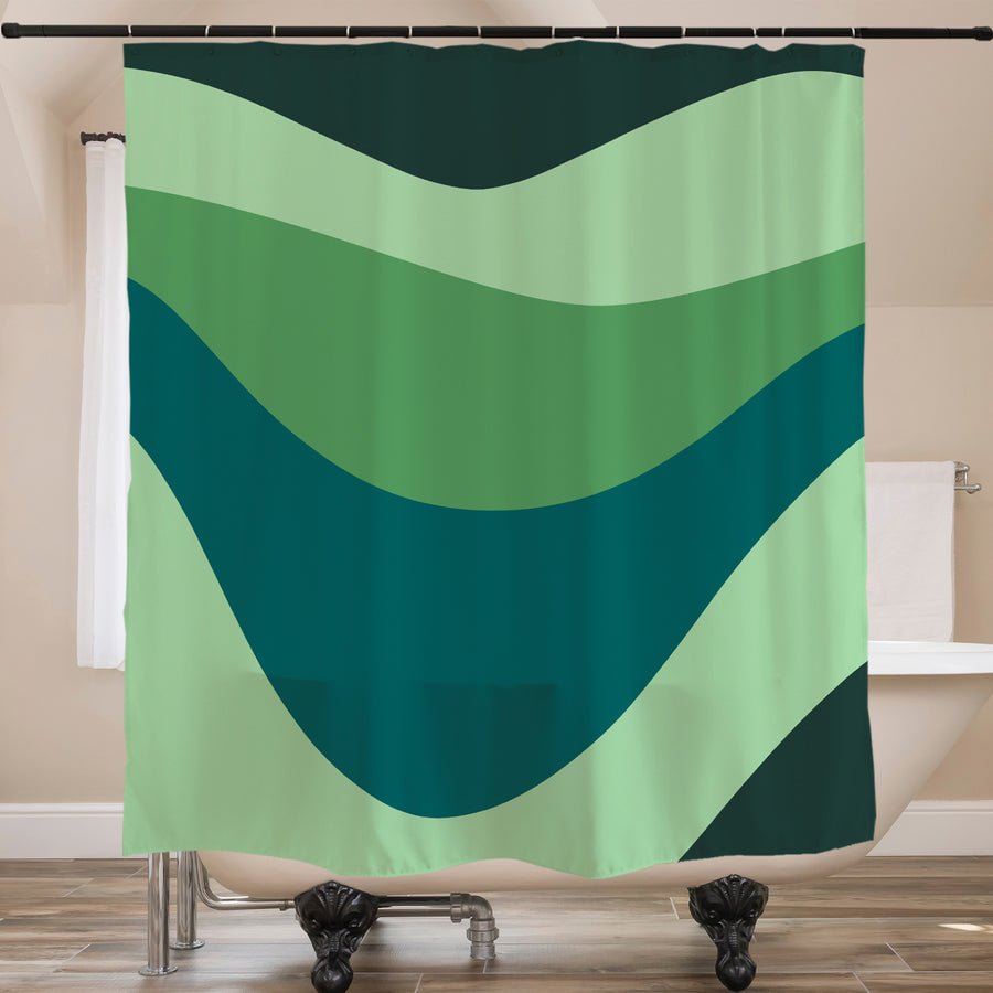 Feblilac Green Series Mountains Shower Curtain with Hooks - view 2