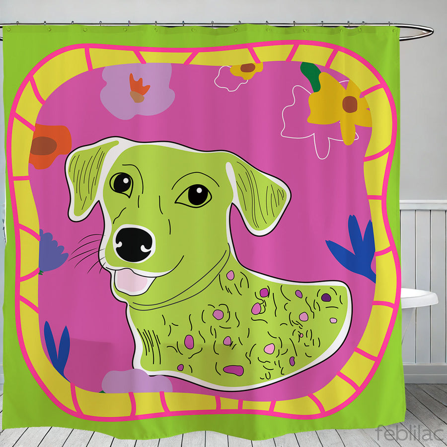 Feblilac Colorful Dog Shower Curtain with Hook - view 2