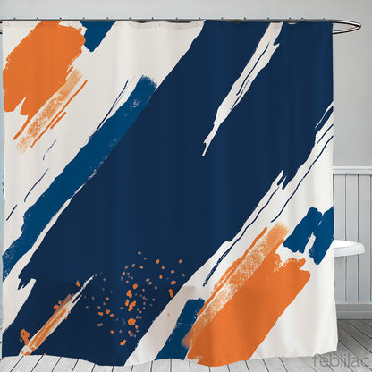 Feblilac Paint Blue Orange Shower Curtain with Hooks