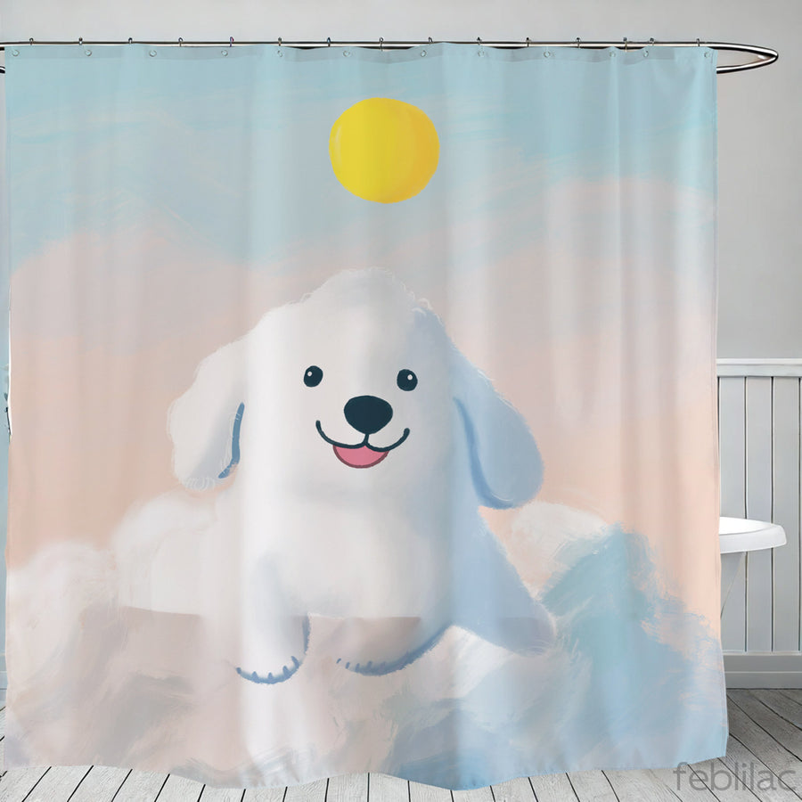 Feblilac Cloud Dog Shower Curtain with Hook - view 2