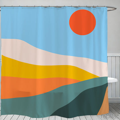 Feblilac Colorful Mountains Sunrise Shower Curtain with Hook