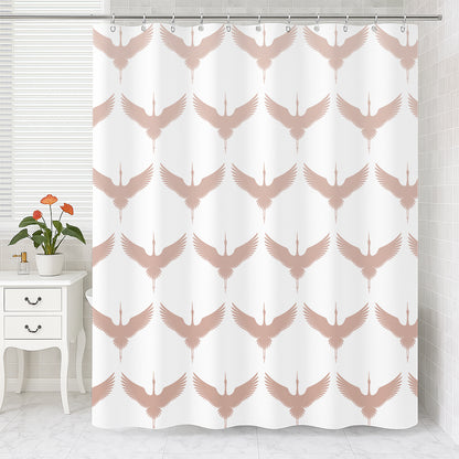 Feblilac Japanese Crane Shower Curtain | Waterproof Japandi Bathroom Decor