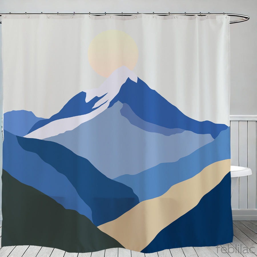 Feblilac the Snow Mountain of Sunrise Shower Curtain with Hook - view 2