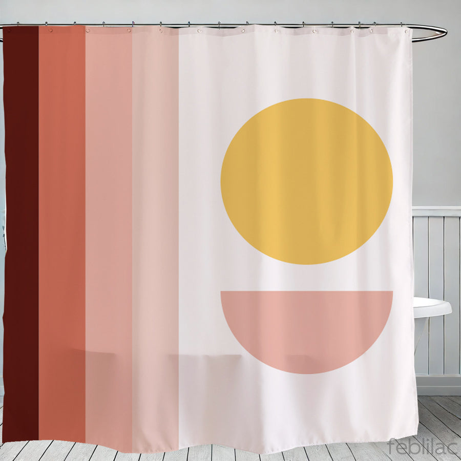 Feblilac Pink Sun Stripes Shower Curtain with Hook - view 2