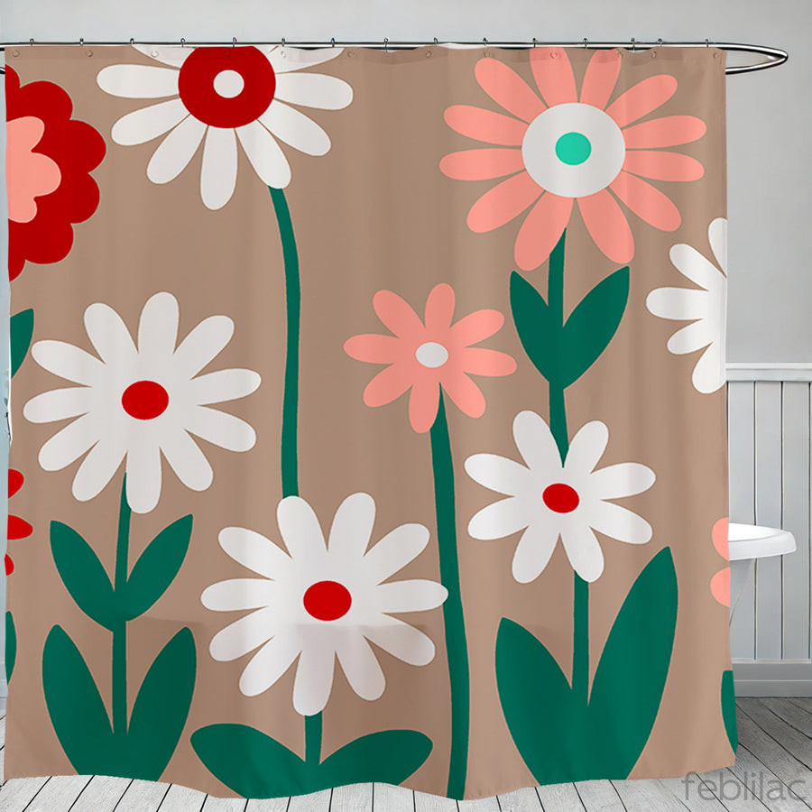 Feblilac Irregular Garden Shower Curtain with Hook - view 2