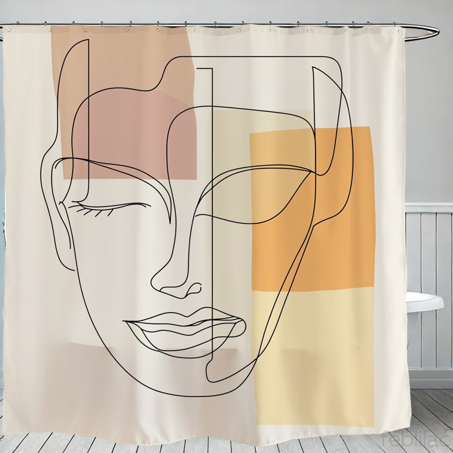 Feblilac Woman Lines Shower Curtain with Hook