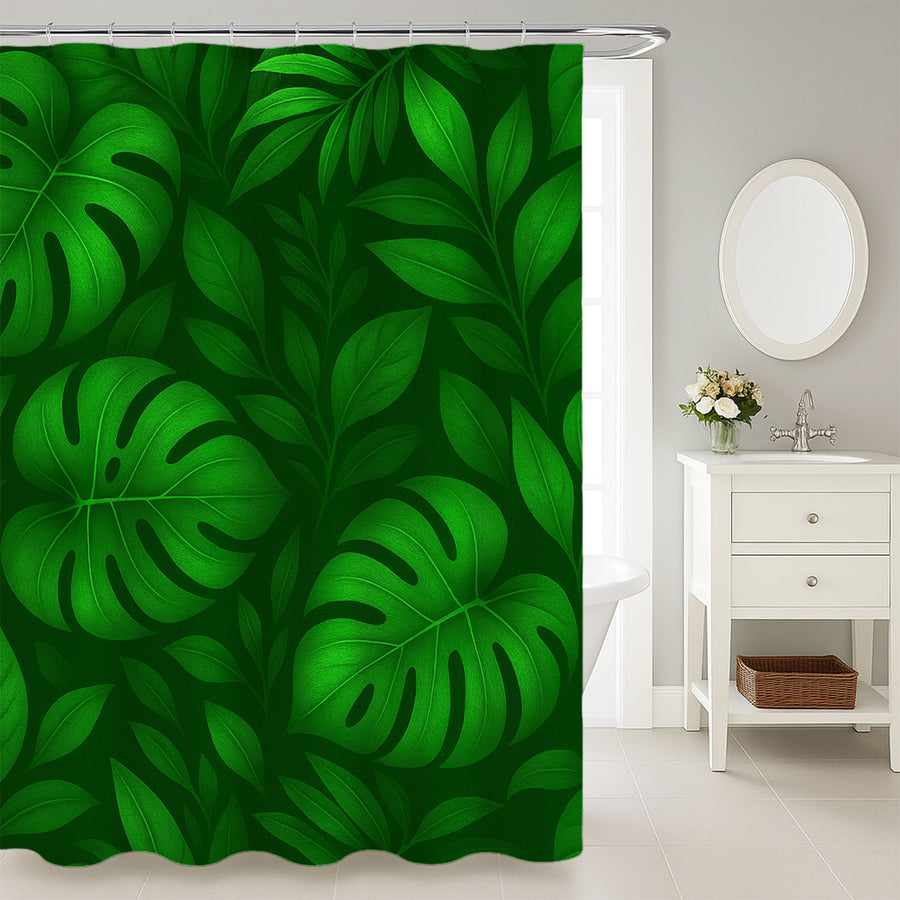 Tropical Palm Leaves Shower Curtain - view 3