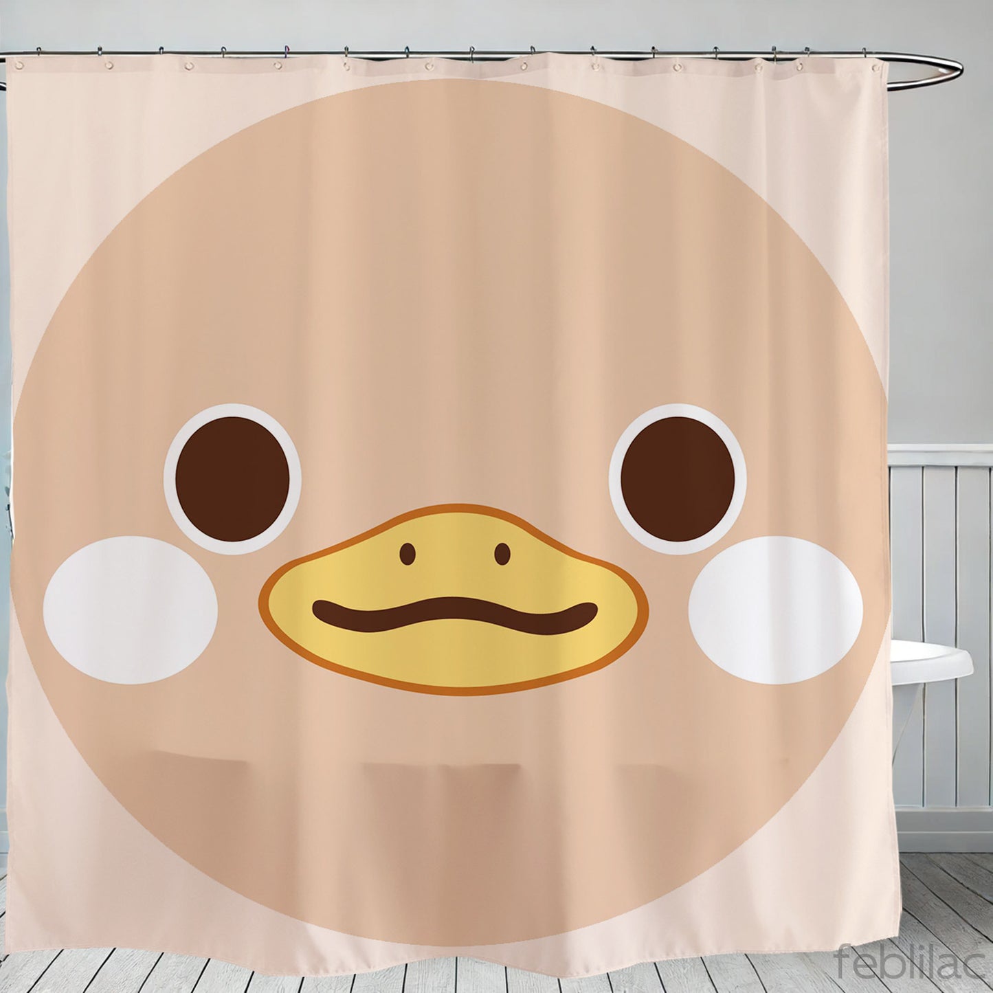 Feblilac Duck Shower Curtain with Hooks