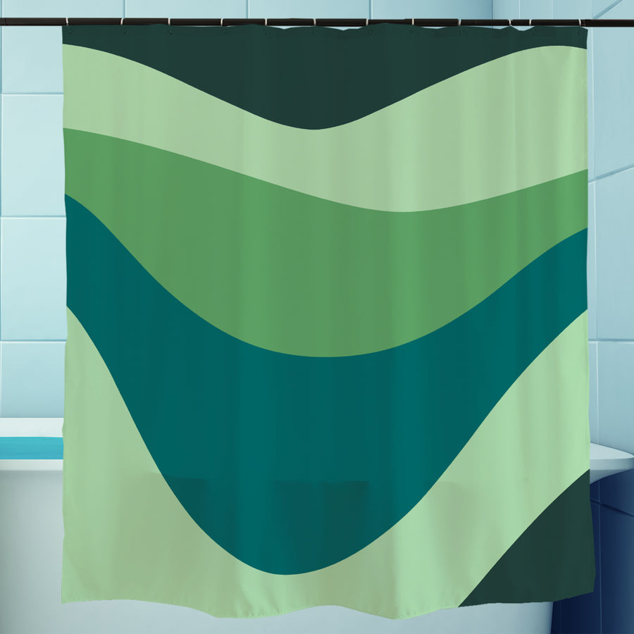 Feblilac Green Series Mountains Shower Curtain with Hooks - view 4