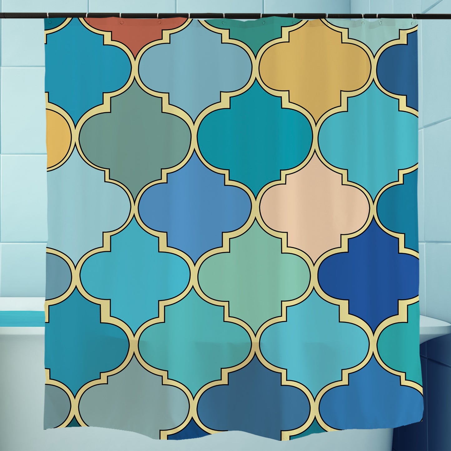 Feblilac Colorful Moroccan Pattern Shower Curtain