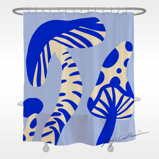 Feblilac Light Blue Mushroom Shower Curtain