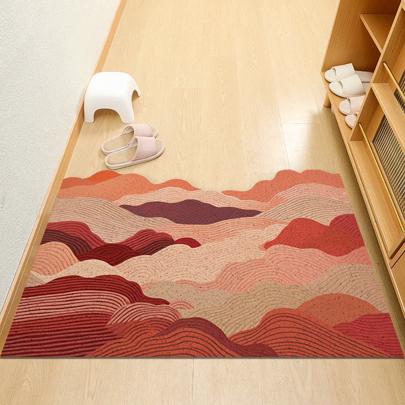 Feblilac Red Lines Mountains and Rivers PVC Coil Door Mat