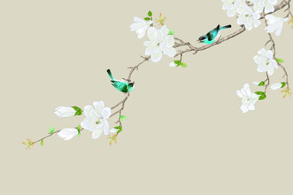 Feblilac Two Blue Birds and White Magnolia PVC Coil Door Mat