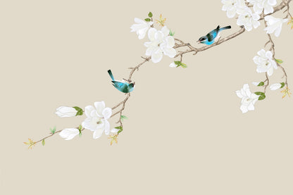 Feblilac Two Blue Birds and White Magnolia PVC Coil Door Mat